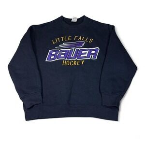 Little Falls Bauer Hockey Crewneck Sweatshirt Black Purple Yellow Mens L